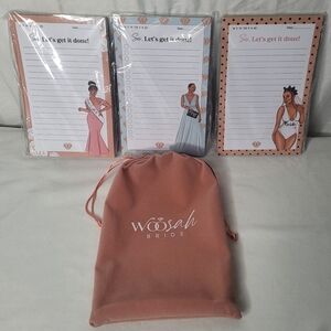 NEW Woosah Bride Planner Notebook Set Bride To Be Bridesmaid Fiance 3 Notepads